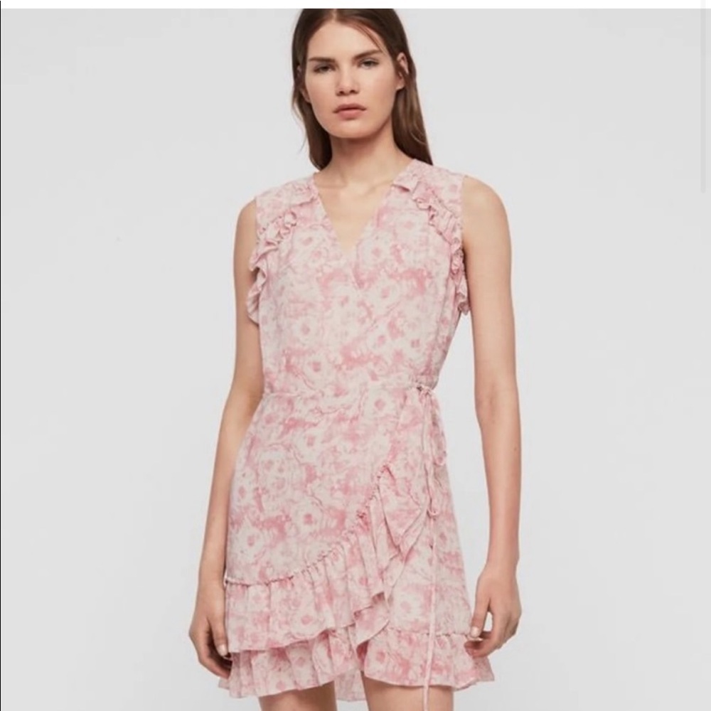 All Saints Priya Rosa Pink Wrap Dress